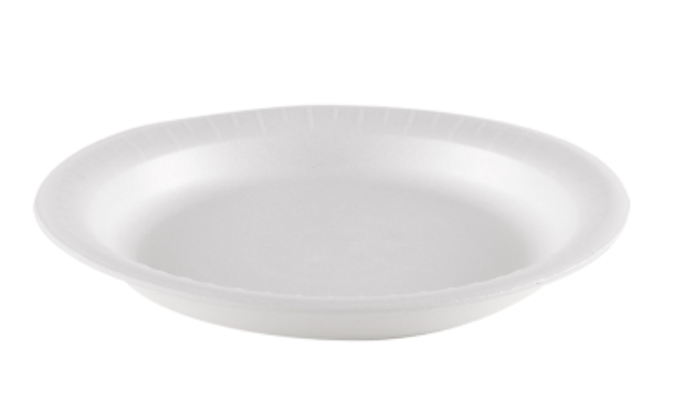 Reyma 9" 1-Compartment Smooth White Foam Plate - 500/Case (25 Pack/20 Pc)