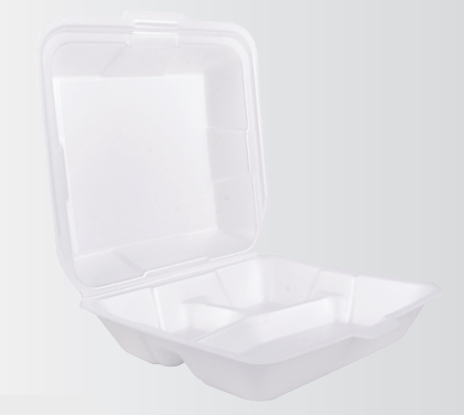 Reyma 9x9 3-Comparments White Foam Container (CLAM) - 200/Case (4 Pack/50 Pc)